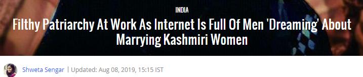 印度男人想女人想疯了!“娶克什米尔女人”竟成谷歌搜索热词