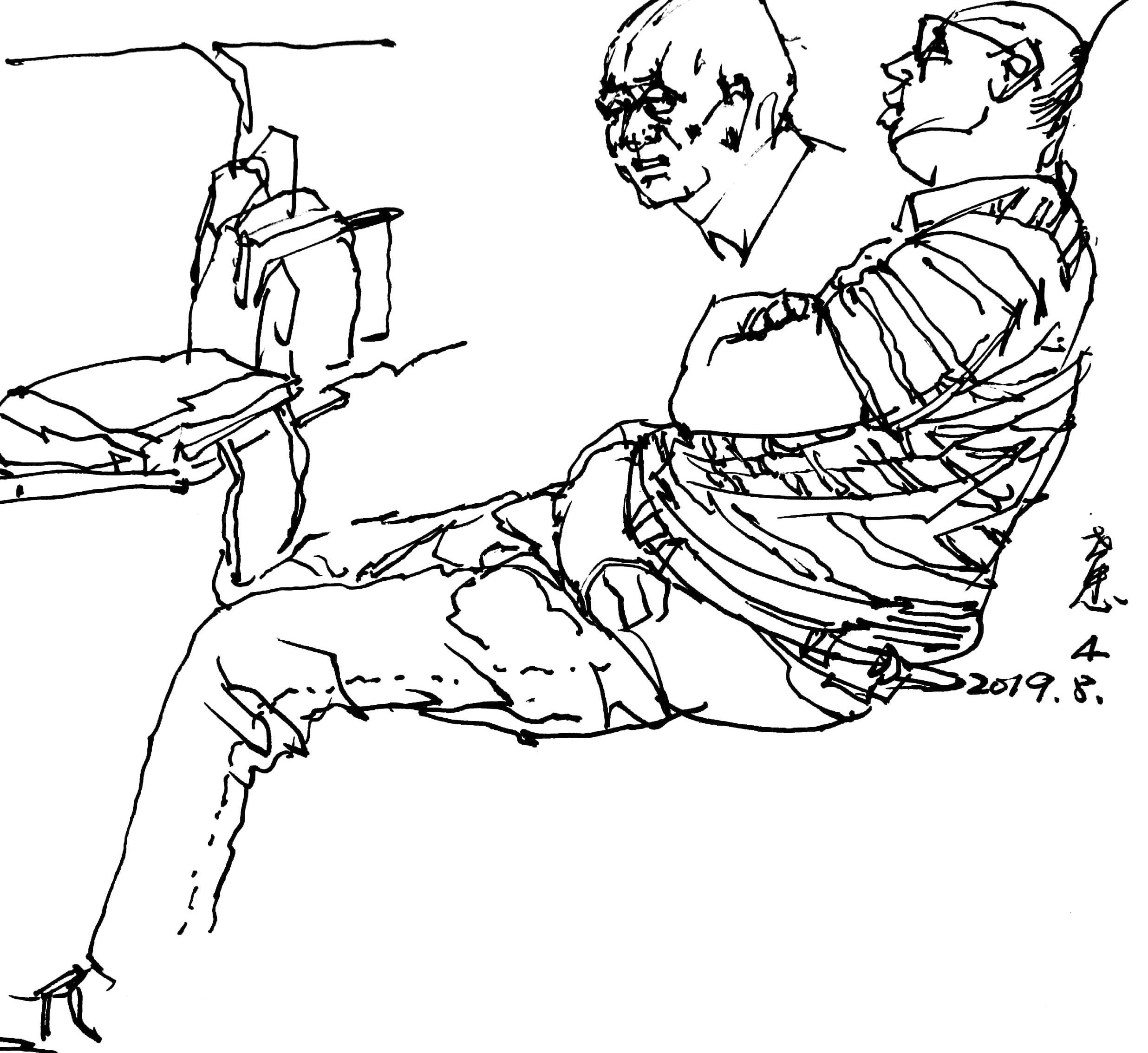 亲切友好的钢笔画速写