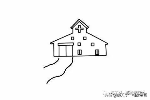 医院简笔画简单又漂亮图片,医院楼房简笔画