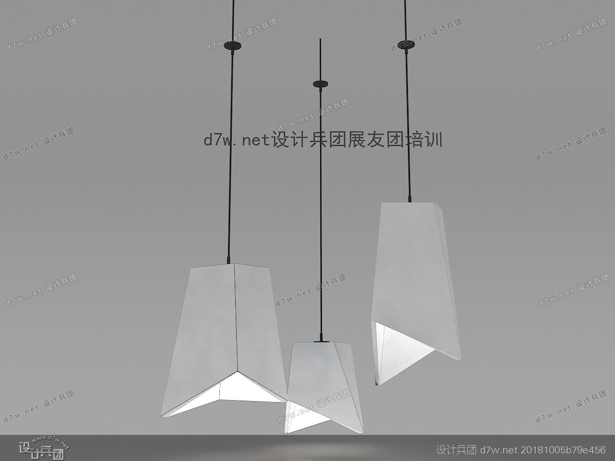 中式镂空格栅吊灯3d模型,单头小吊灯效果图