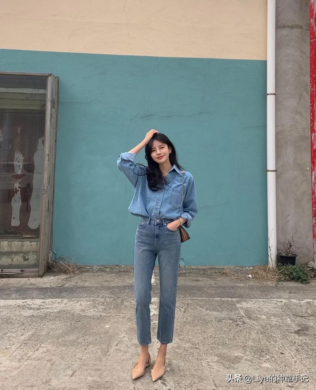 初中生牛仔裤搭鞋子女,学生党搭校裤鞋子女