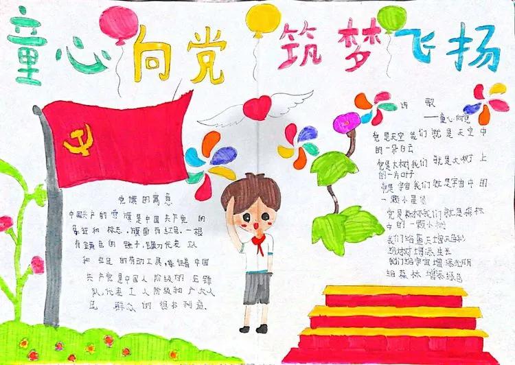 郑旺镇兰埠小学举行“童心向*党**”手抄报比赛