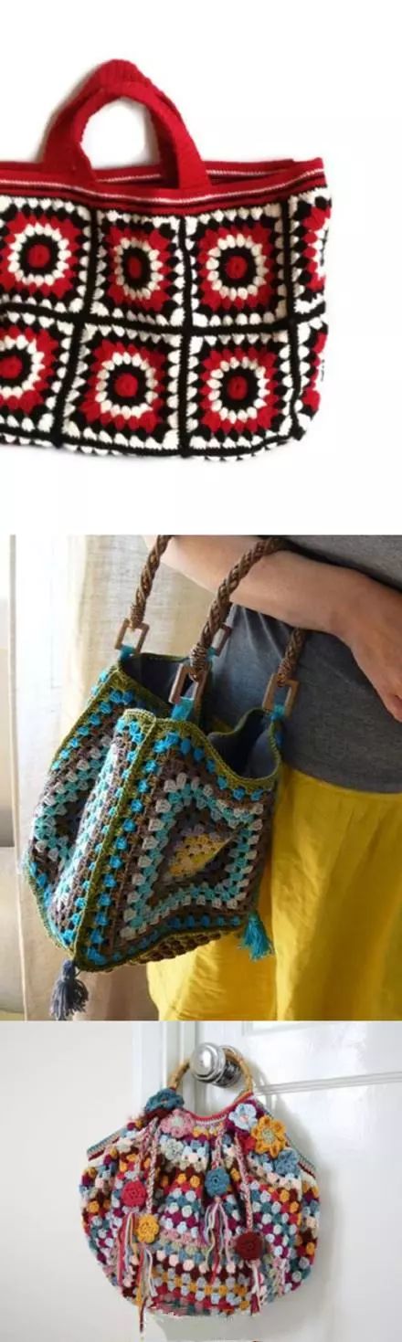 向日葵包包花片钩织图解,100种钩编包包全过程