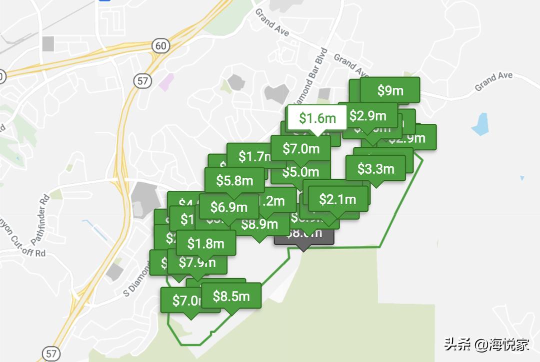 钻石吧离洛杉矶市区多远,钻石吧