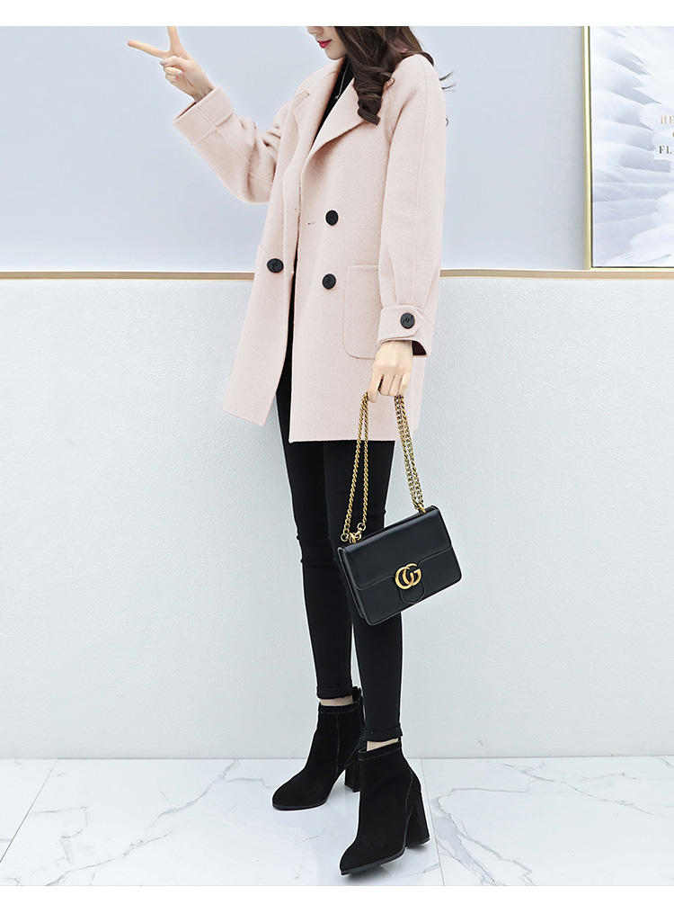 韩版学院风呢子大衣,韩版牛角扣呢子大衣