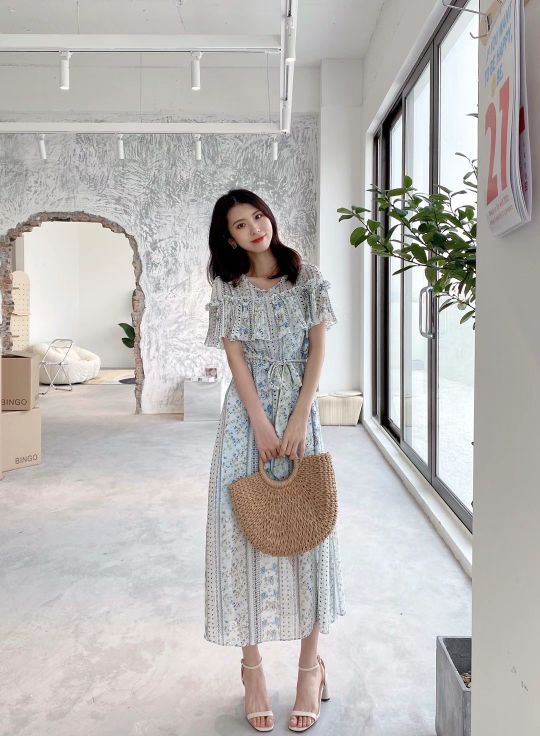 雪纺碎花裙连衣裙显瘦甜酷,碎花裙连衣裙长款夏季显瘦显白