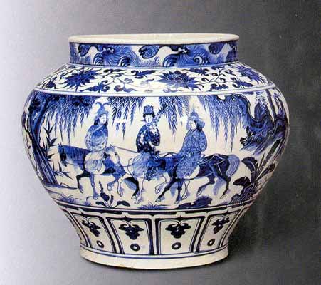 清代青花瓷人物故事,元代中早期青花釉里红瓷器图片