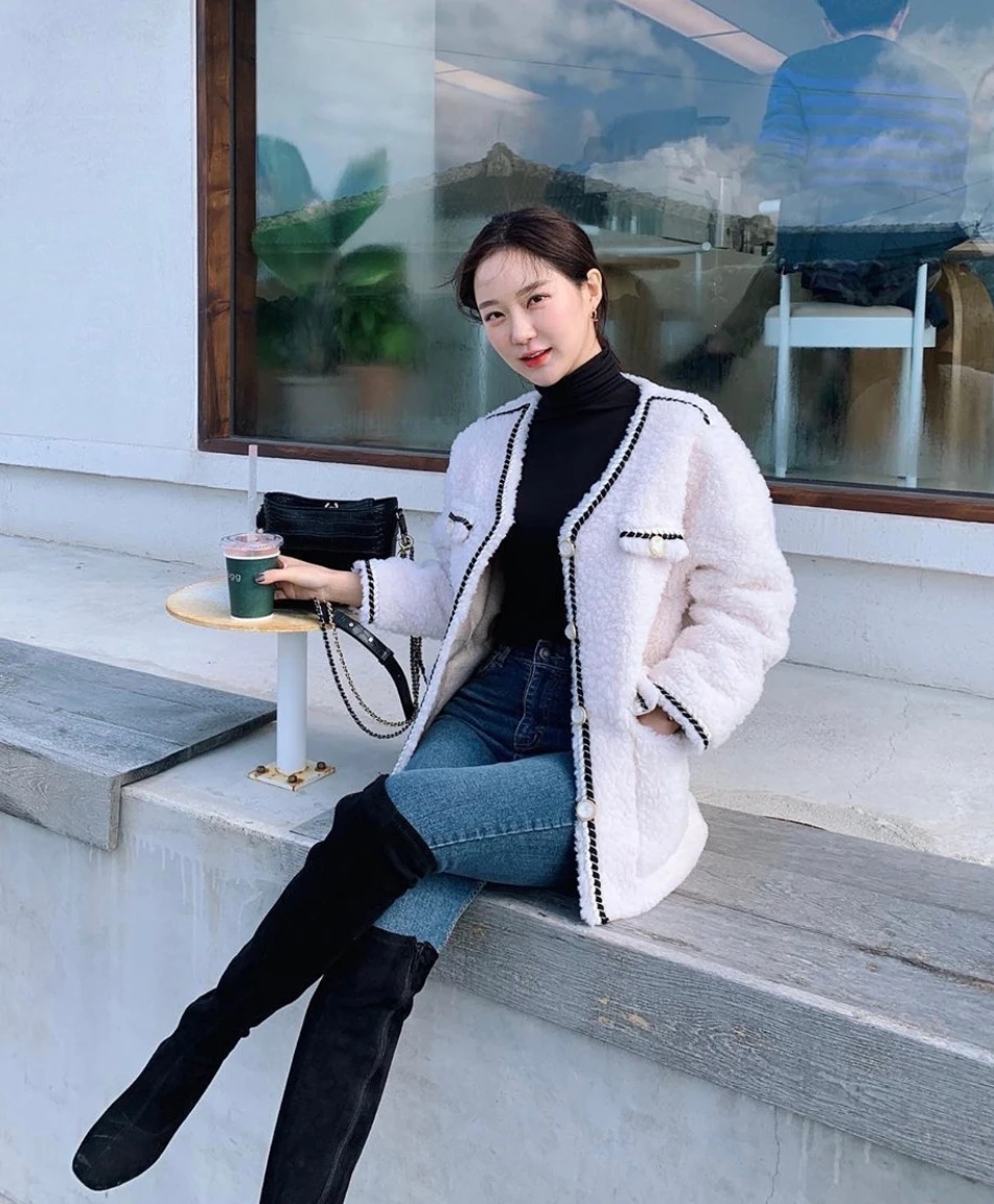 大码显瘦羊羔毛外套,羊羔毛外套的有效穿搭