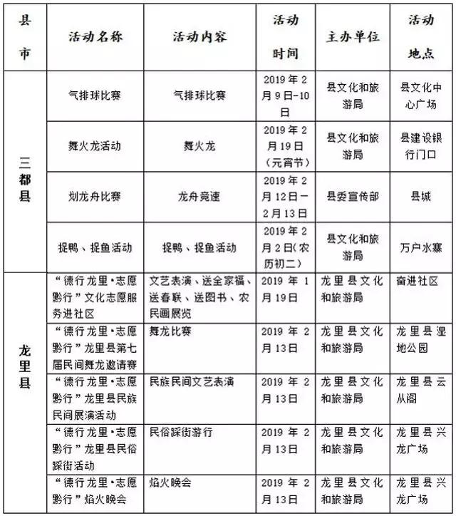 2019年黔南州节假日,黔南州节日活动时间表
