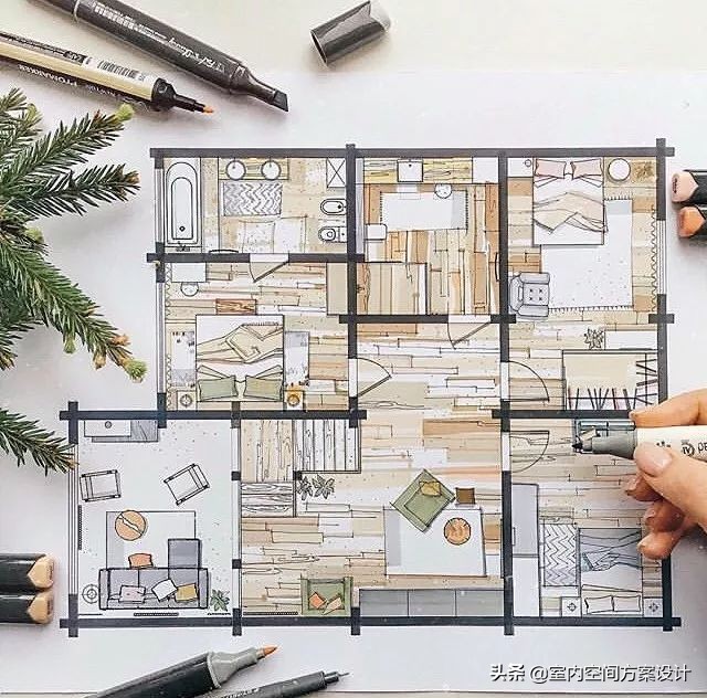 设计师如何快速手绘平面图,手绘平面设计方案手稿