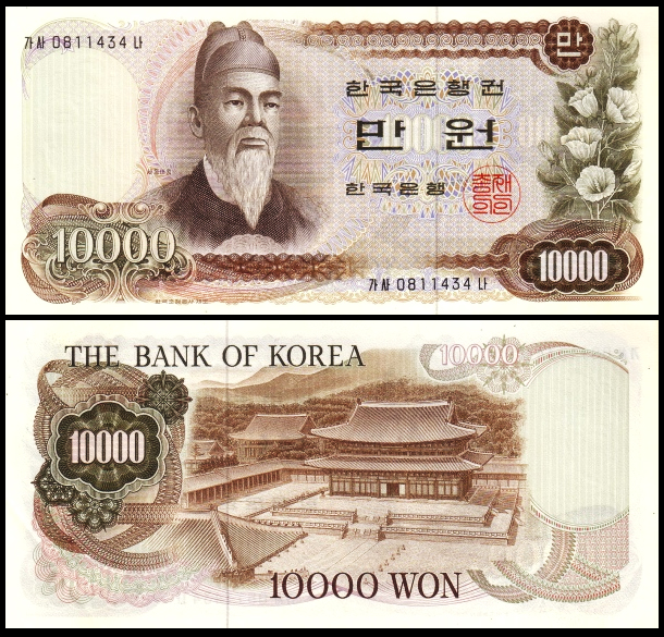 与通胀相伴,面值一路飙升的韩国钞票