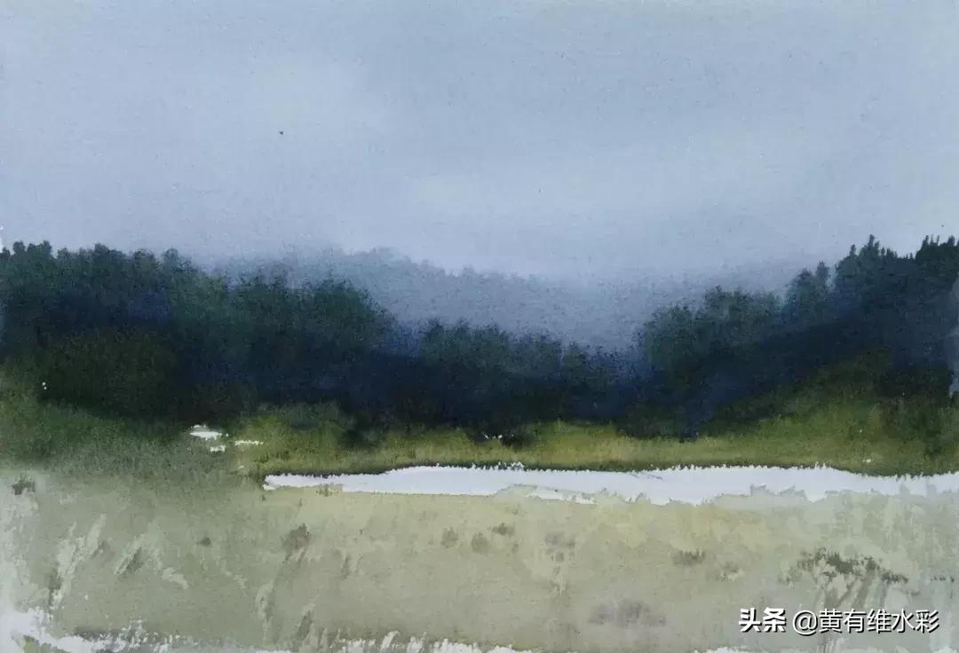 水彩画山风景入门,远山画法入门教程