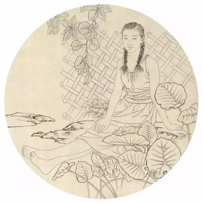 圆面白描作品古风,书法圆面白描作品集