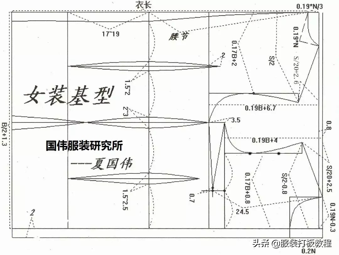 服装裁剪女上衣公式图,儿童服装裁剪全套公式