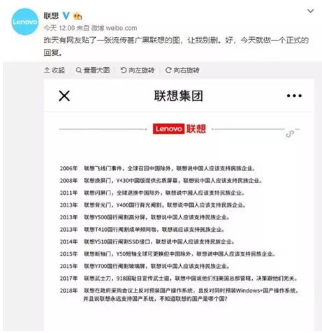联想荣誉保卫战评论,2018年联想保卫荣誉的原因