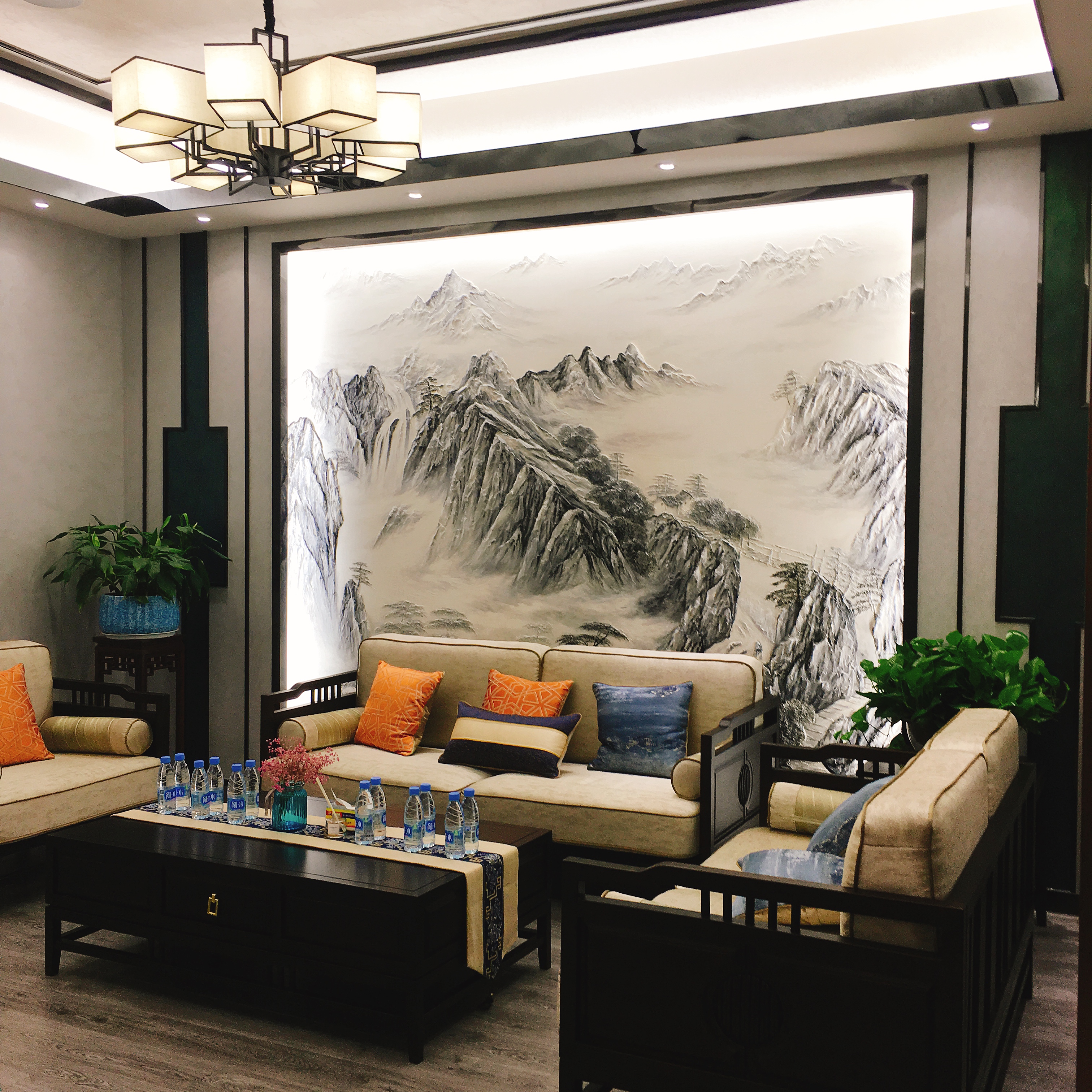 卡百利艺术涂料实景效果案例,卡百利艺术背景墙效果图