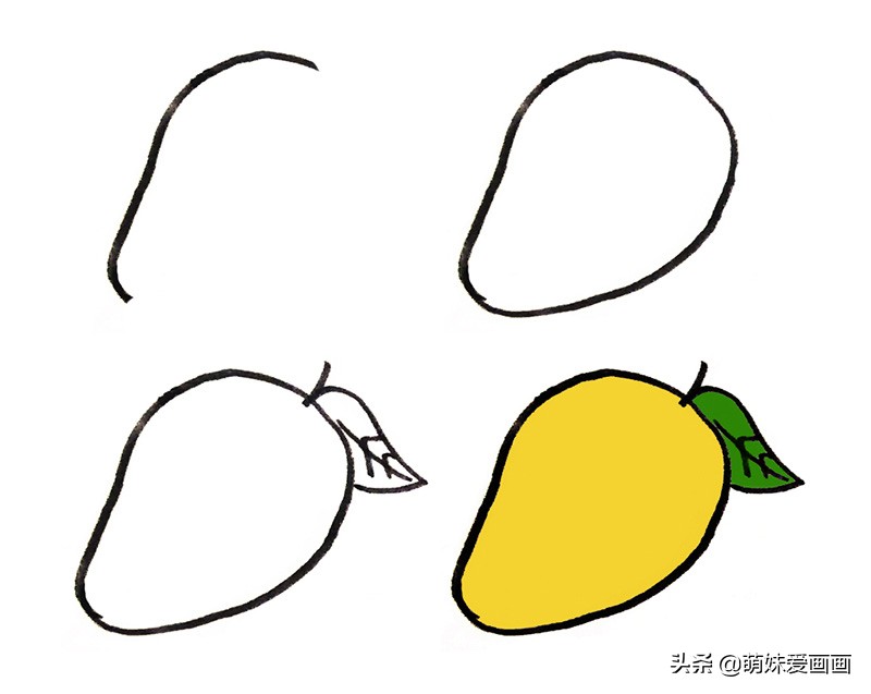 画食物甜品和水果零食简笔画,水果简笔画大全100幅呆萌可爱