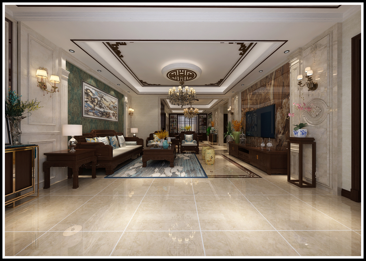 百合御都130平装修效果图,张店绿城140平米装修效果图