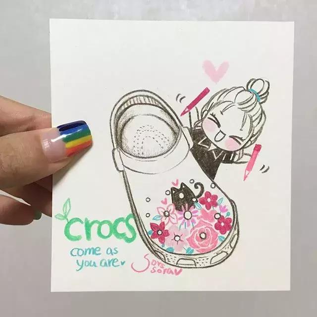 彩铅画古风人物简笔画,彩铅荷花简笔画几分钟就能学会