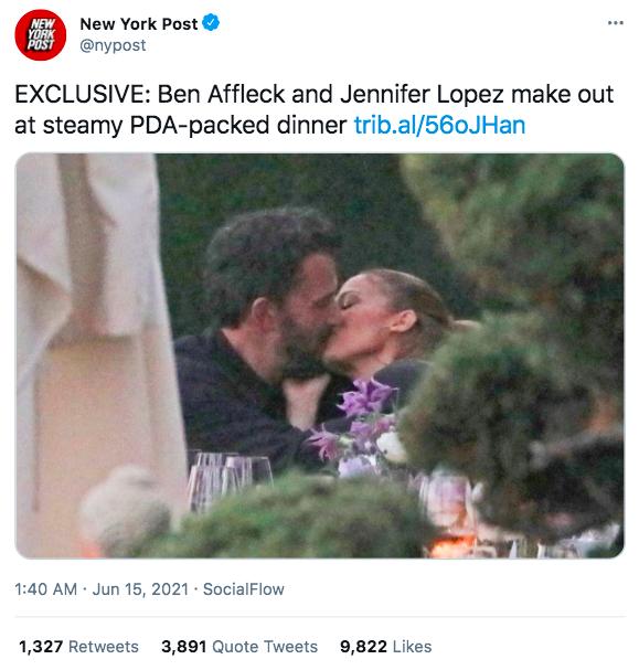 亲密热吻!好莱坞男神和电臀天后分手17年,复合1月超激情