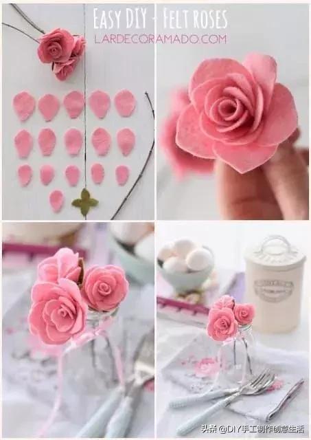 不织布手工花朵diy图册,制作不织布diy手工小花