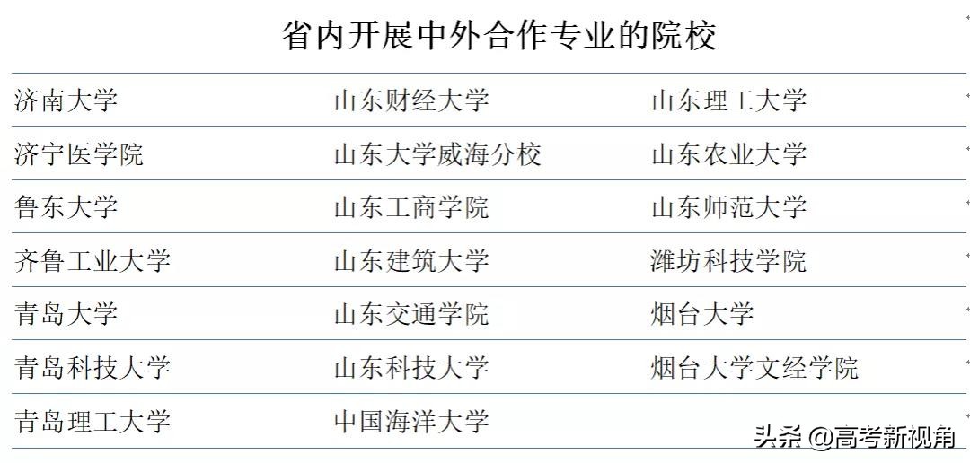 山东本科院校中外合作专业有哪些,在山东中外合作的大学有哪些专业