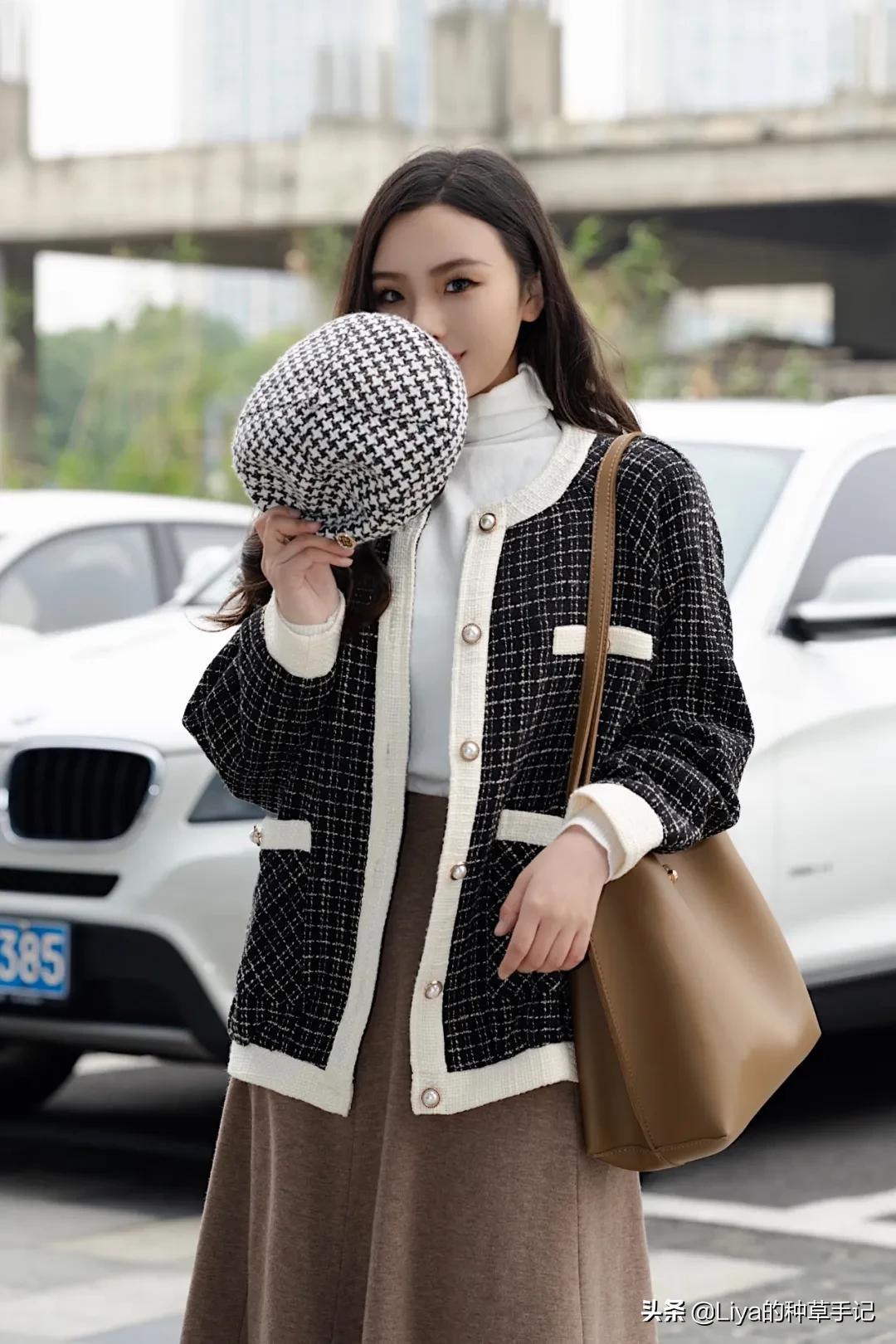 短靴毛衣时髦又气质,短靴温柔小粗跟