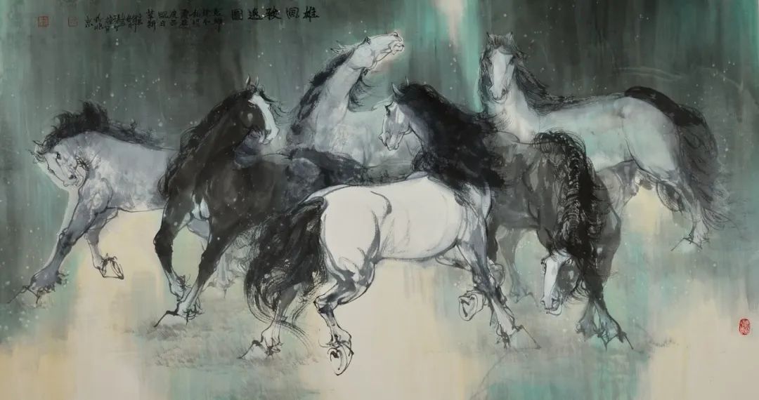 八骏雄风字画,名家精品国画八骏图