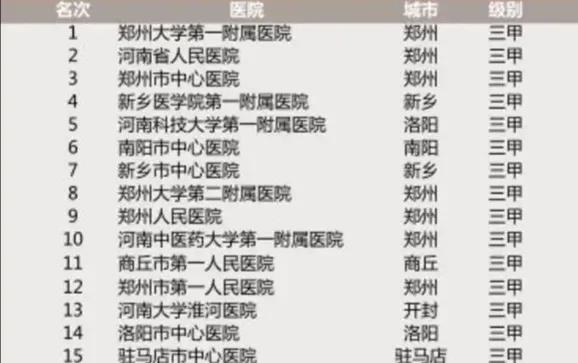 河南省各地市医院综合实力排行,河南省前三名民营医院