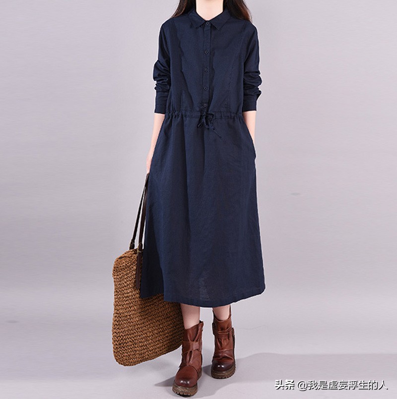 棉麻韩版宽松连衣裙120斤到220斤,宽松棉麻连衣裙高端大气上档次