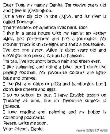 英语原版阅读reading,aletter英语作文翻译