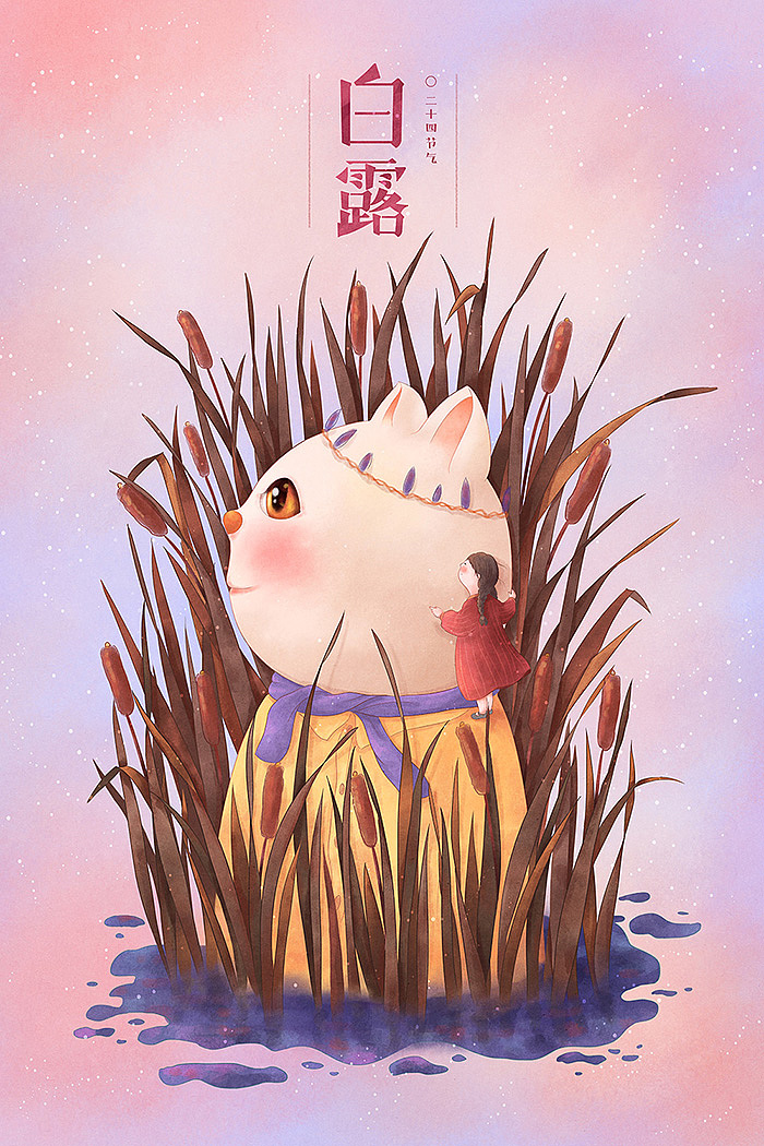 小清新唯美猫咪插画壁纸,猫咪卡通形象插画图片