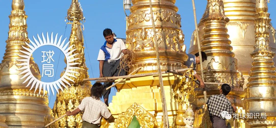 仰光大金塔金碧辉煌,缅甸大金塔贴金