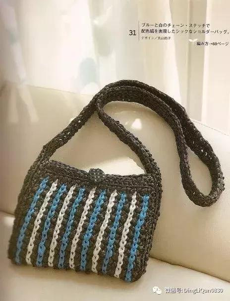 用一个塑料袋做包包,钩编包包的花样图解