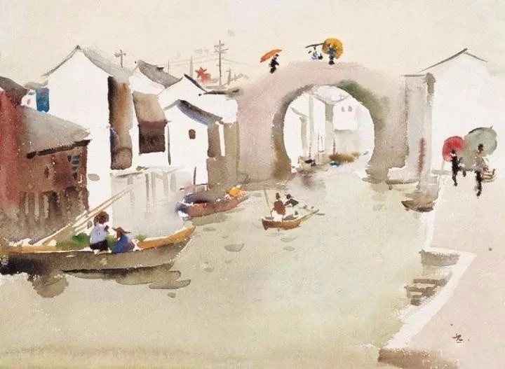 吴冠中水彩风景画,吴冠中水彩作品