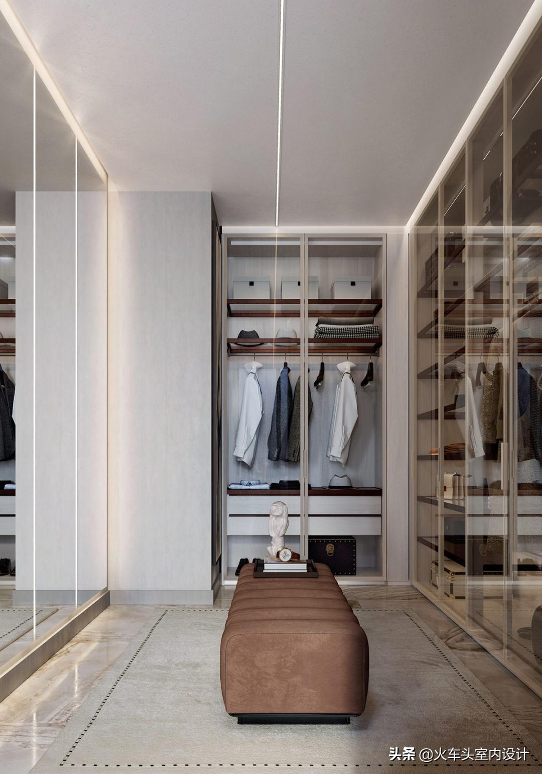 走入式衣帽间设计效果图轻奢风,轻奢简约大气衣帽间