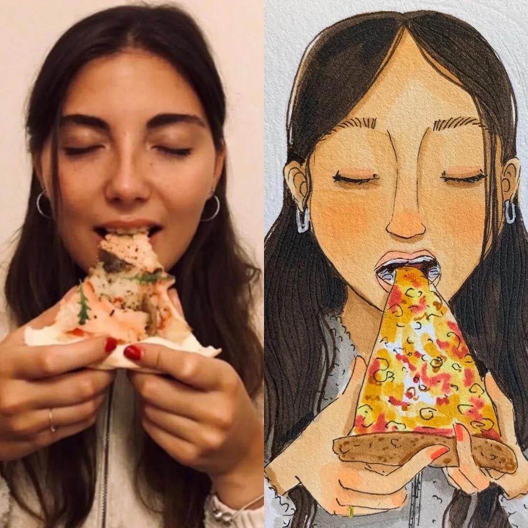 情侣两个人日常生活照片,情侣间的生活插画图片