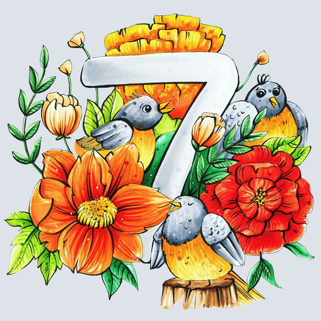 少儿美术马克笔素材：数字主题插画作品素材大全，高清10张图