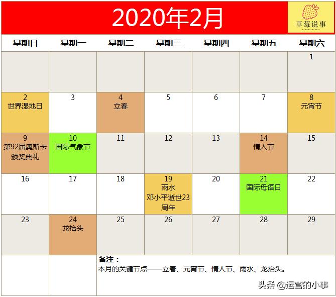 2025年营销日历,2020全年营销日历