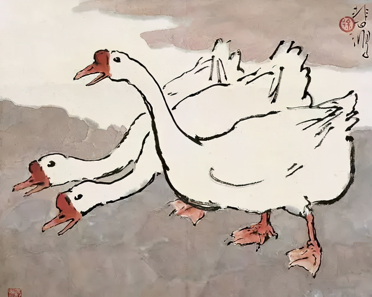 国画名家画鹅欣赏,国画大师画鹅视频