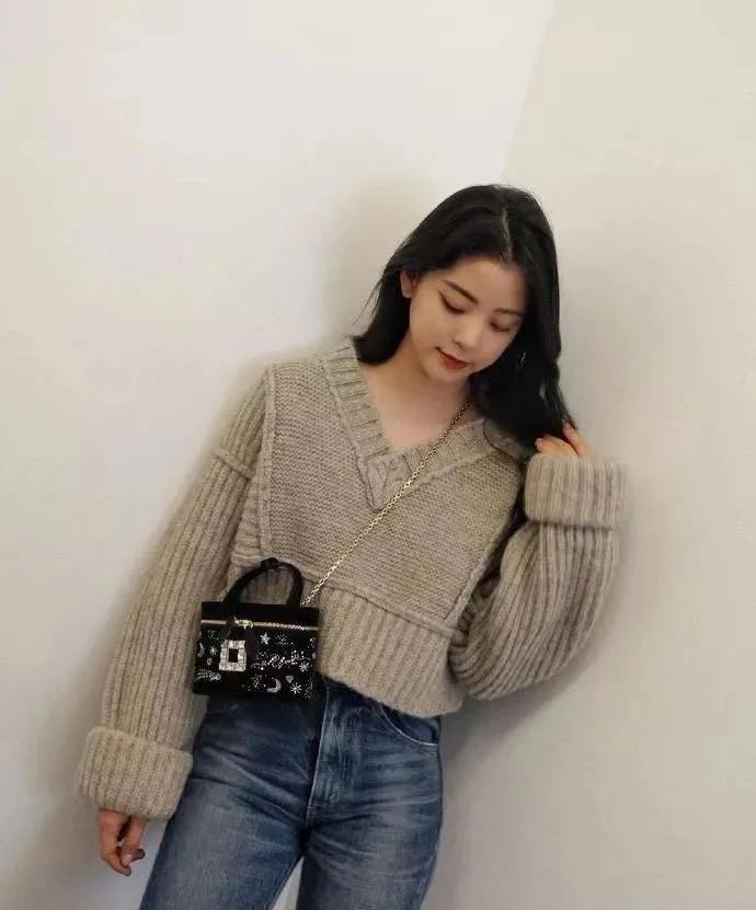 jennie同款提花高领毛衣,jennie同款开衫毛衣