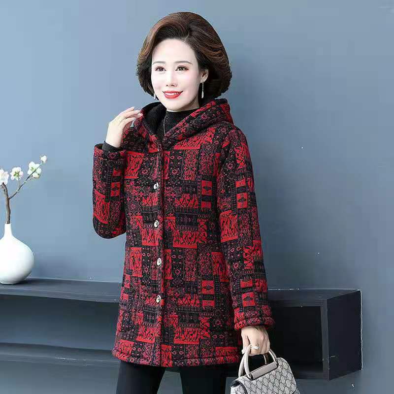 中年女装妈妈款冬装真皮大衣,中年妇女中长款外套皮衣带绒