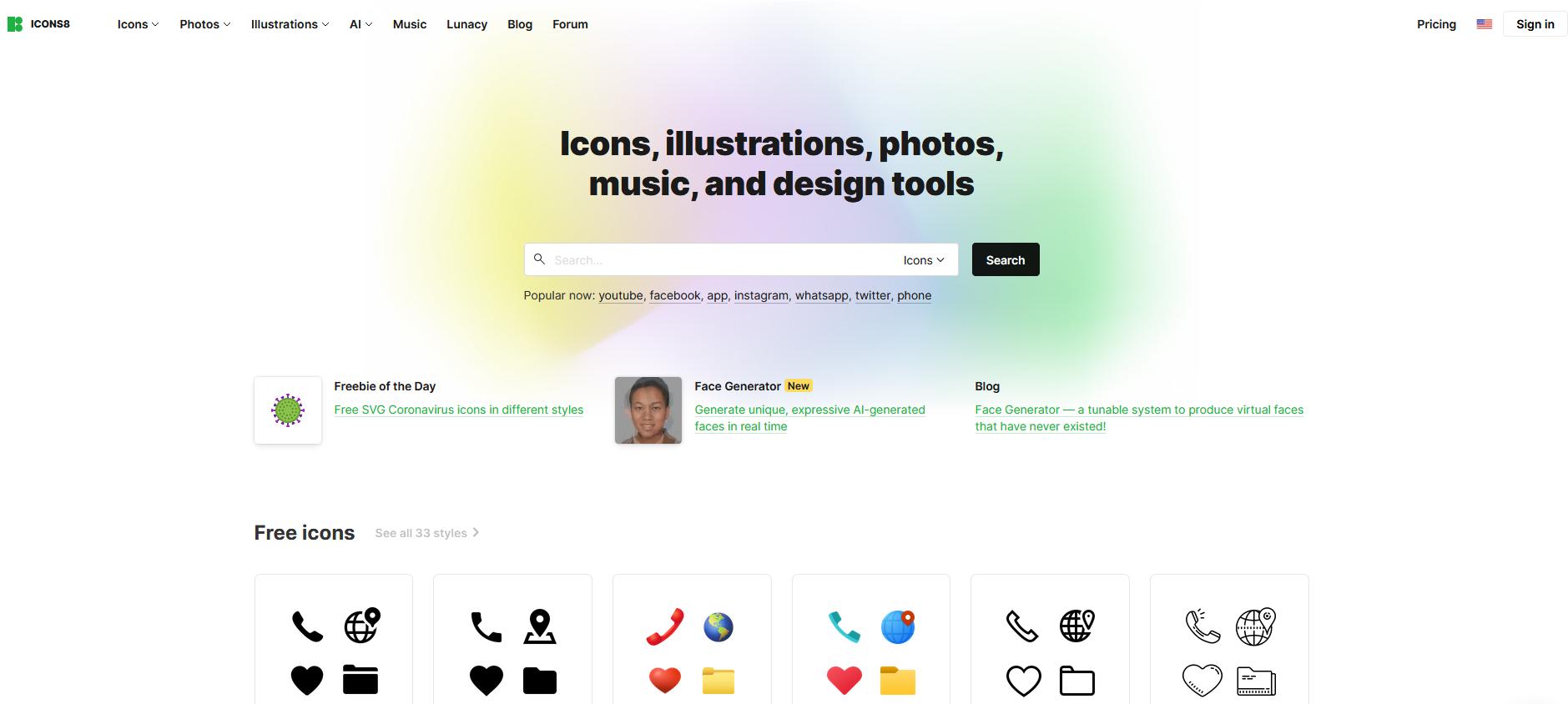 5个免费的图标素材网站推荐给你,很多好看的图标免费