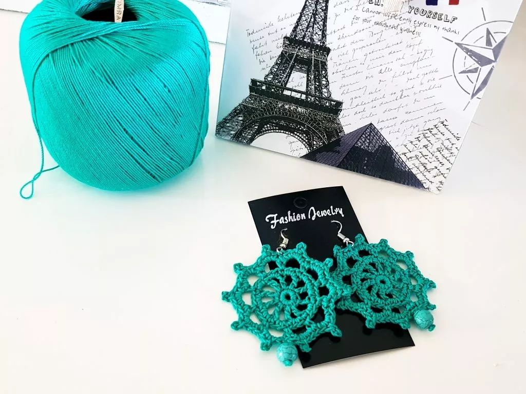 钩针耳环教程图解,钩针编织耳环图解