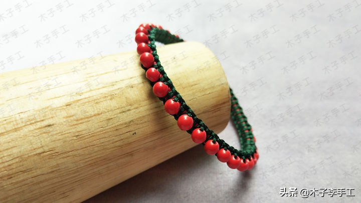 双向平结手链编织教程串珠,花样平结串珠花朵手链