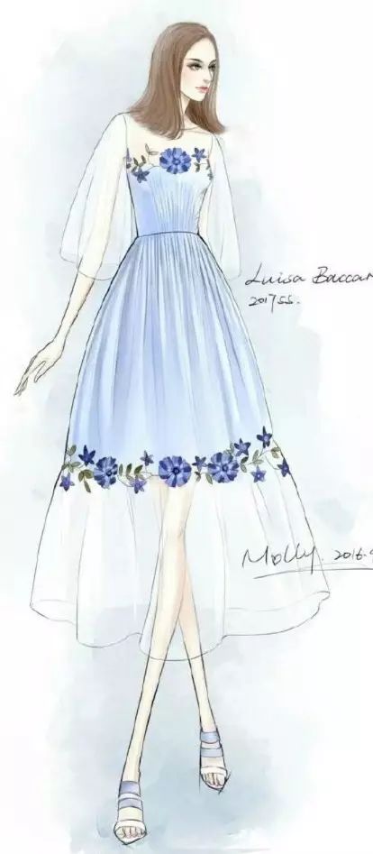 服装设计师画手稿视频,可爱的小插画手绘女孩服装