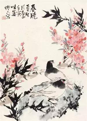 艺术上大胆实践,勇于创新,主张花鸟和山水相结合.