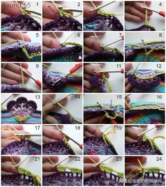 曼陀罗毯子编织教程,苏菲花园曼陀罗毯子钩法高清图解