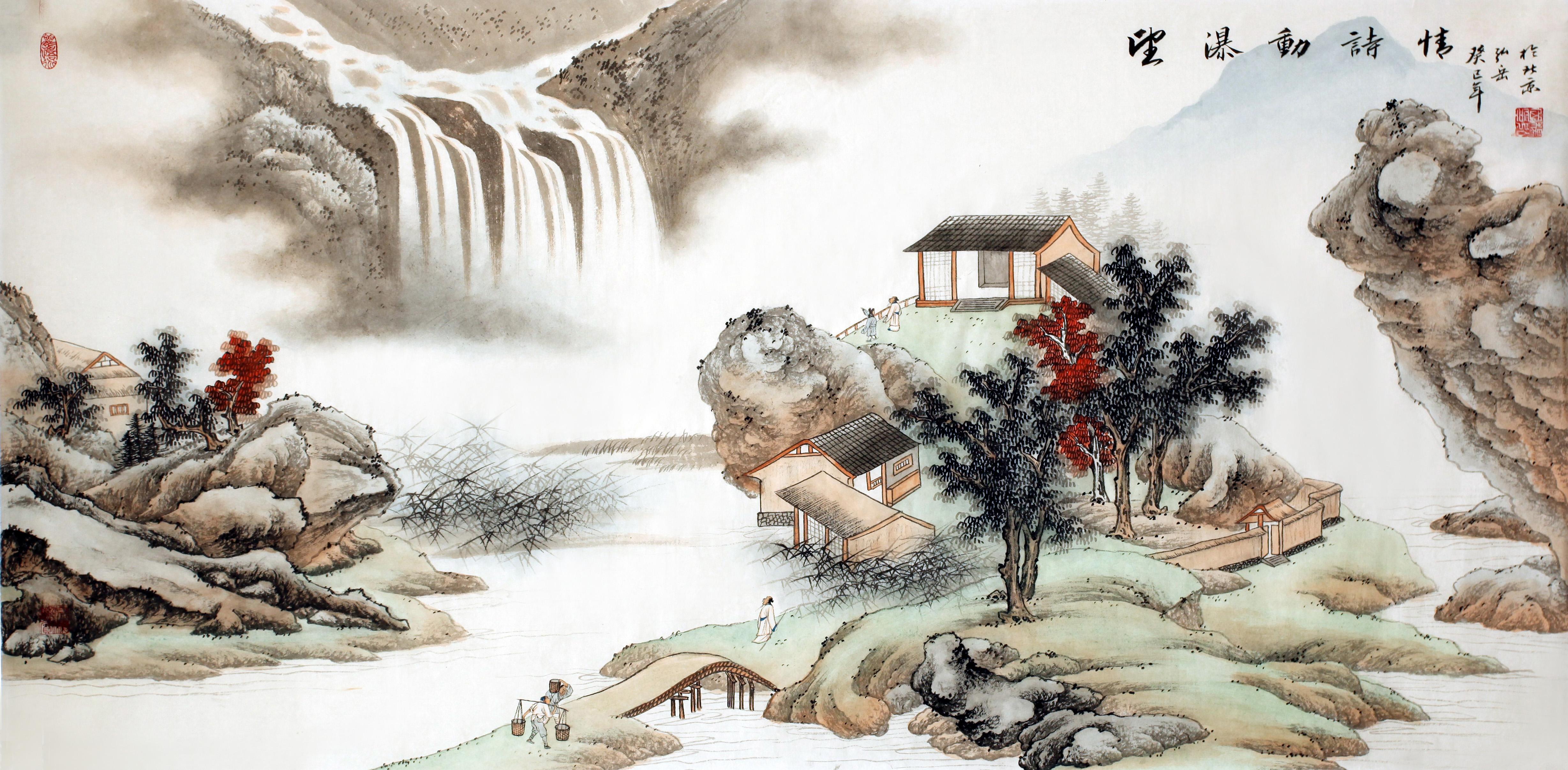 山水画中的人文意境,山为德水为性中式美学