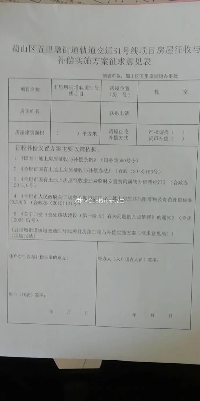 合肥地铁s1线合肥段征名,合肥地铁二号线东延拆迁补偿方案